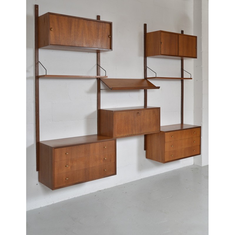 Vintage Danish teak modular Royal system shelving by Poul Cadovius, 1950s