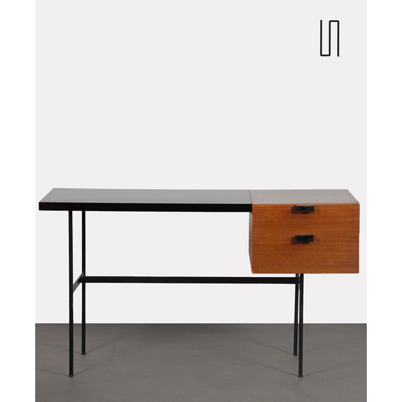 Vintage Cm141 desk in metal, formica and mahogany by Pierre Paulin for Thonet, 1953s