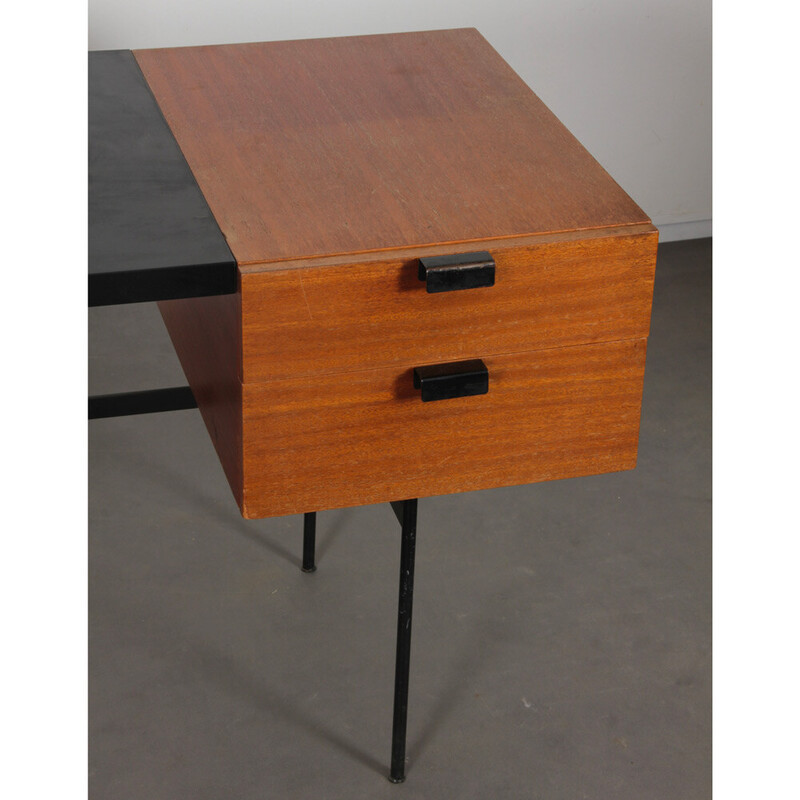 Vintage Cm141 desk in metal, formica and mahogany by Pierre Paulin for Thonet, 1953s