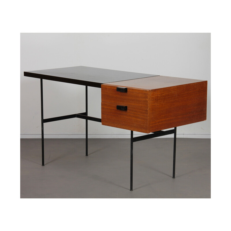 Vintage Cm141 bureau in metaal, formica en mahonie van Pierre Paulin voor Thonet, 1953
