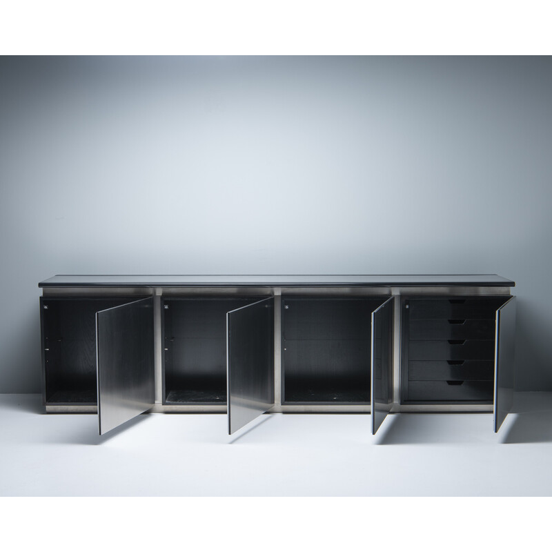 Pariolo vintage buffetkast in hout en aluminium van Giotto Stoppino