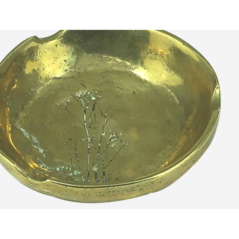 Solid Bronze Ashtray with Vegetal Pattern - 1950s