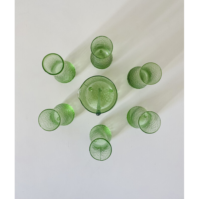 Conjunto de cocktail de vidro Vintage, década de 1960