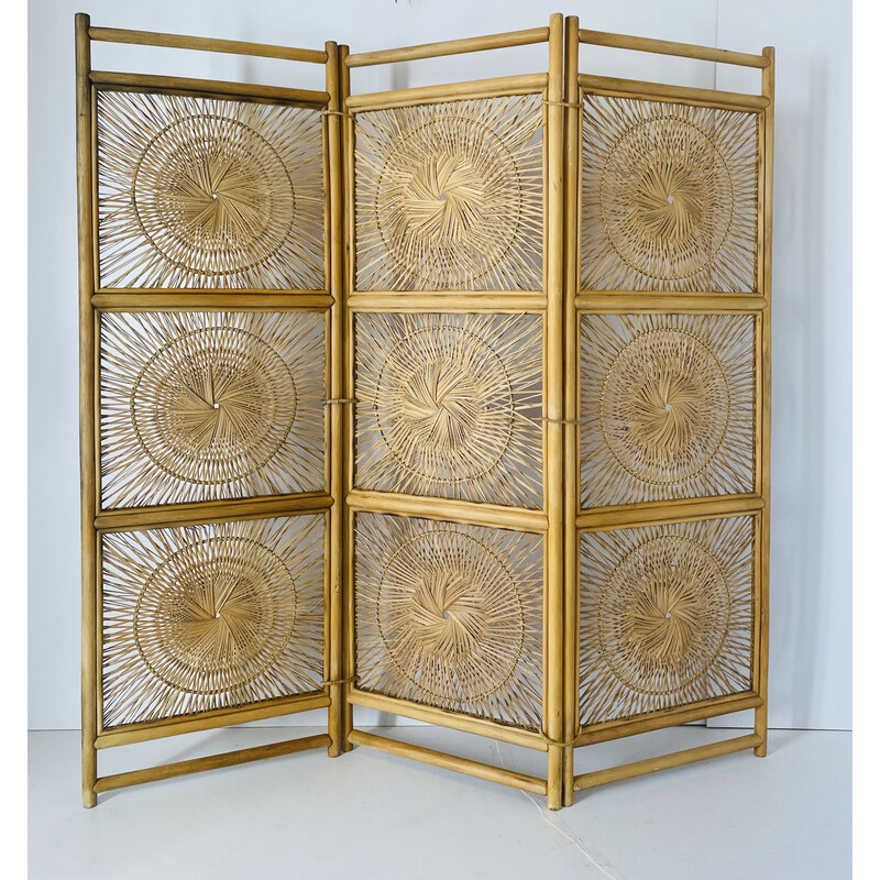 Vintage room divider in rattan and bamboo, 1960s