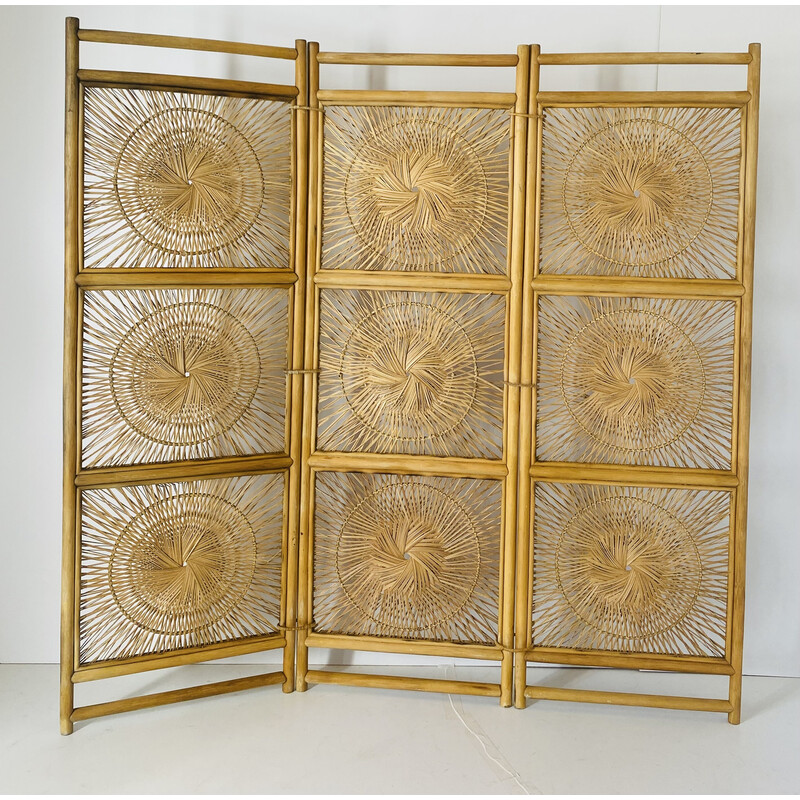 Vintage room divider in rattan and bamboo, 1960s