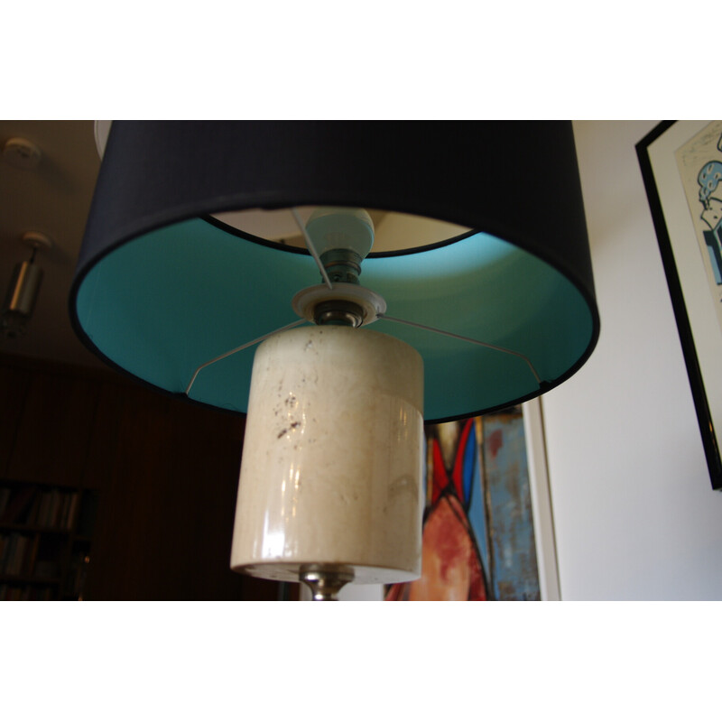 Lampada vintage in travertino di Philippe Barbier, 1970
