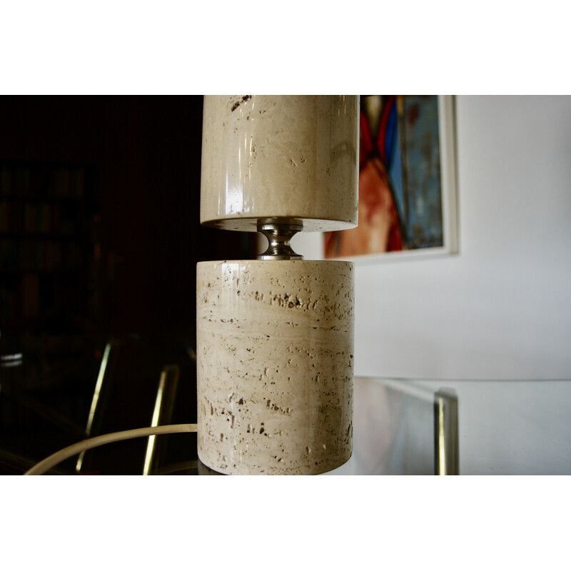 Vintage travertine lamp by Philippe Barbier, 1970