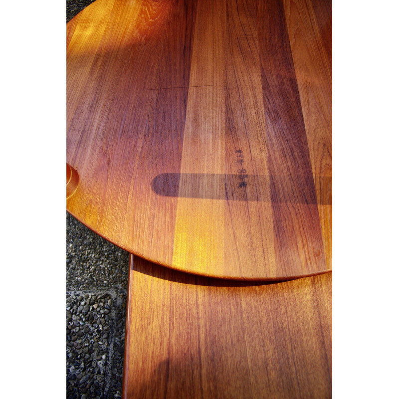 Round vintage solid teak coffee table by John Boné for Mikael Laursen, Denmark 1960