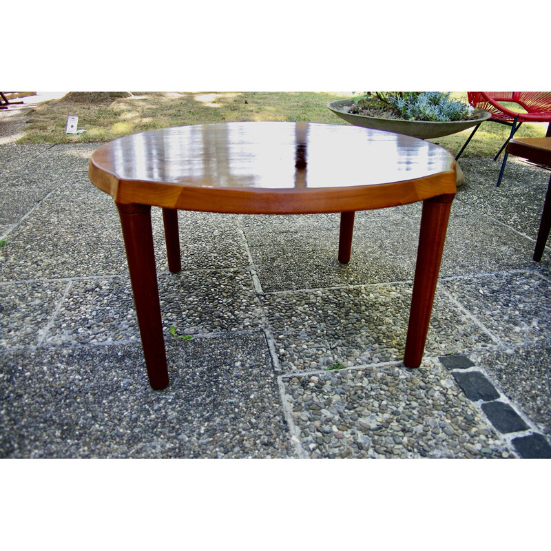 Round vintage solid teak coffee table by John Boné for Mikael Laursen, Denmark 1960
