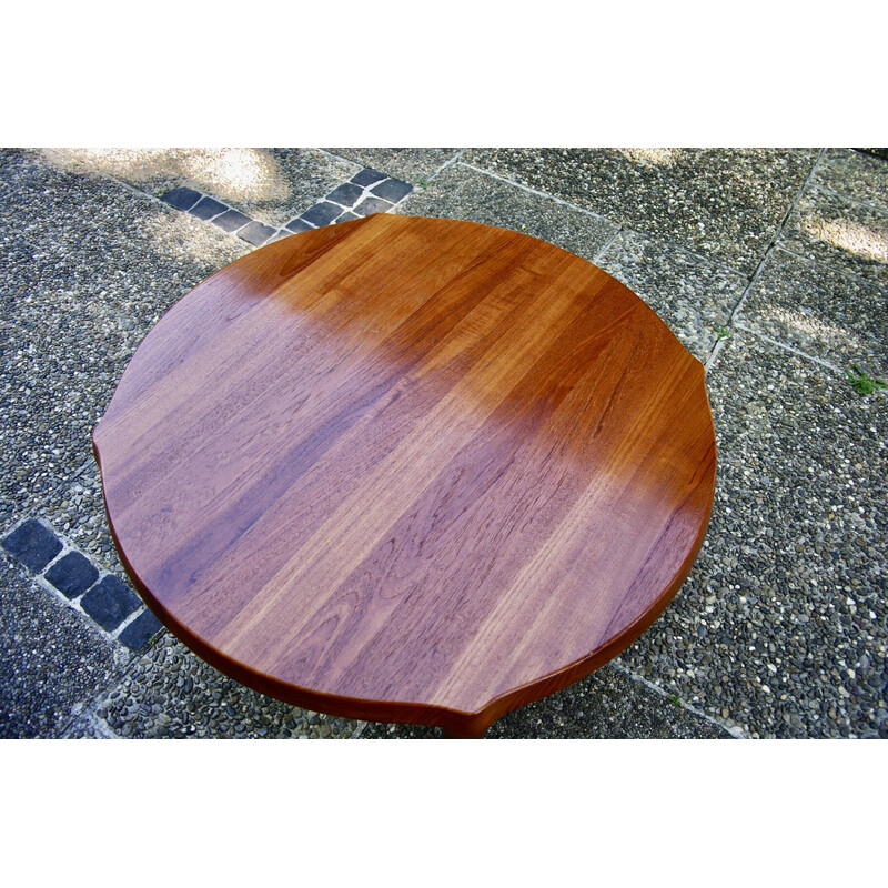 Ronde vintage massief teakhouten salontafel van John Boné voor Mikael Laursen, Denemarken 1960