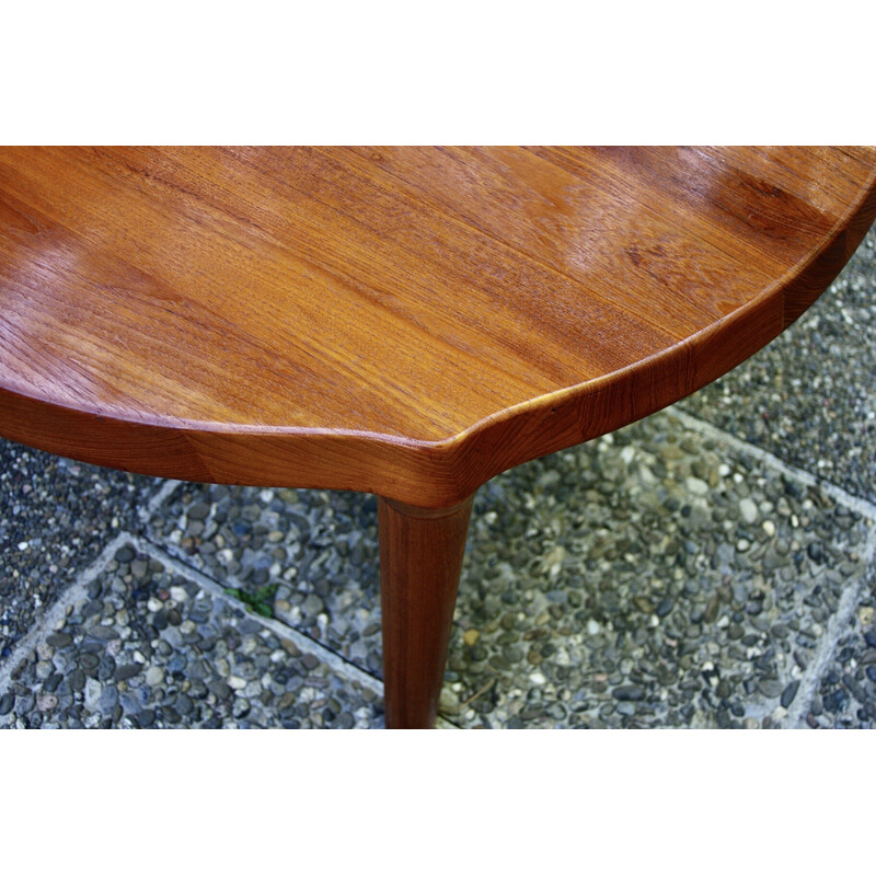 Ronde vintage massief teakhouten salontafel van John Boné voor Mikael Laursen, Denemarken 1960