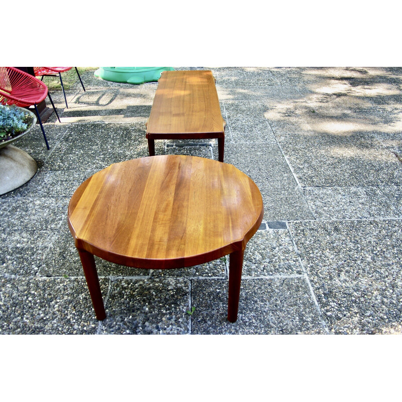 Ronde vintage massief teakhouten salontafel van John Boné voor Mikael Laursen, Denemarken 1960