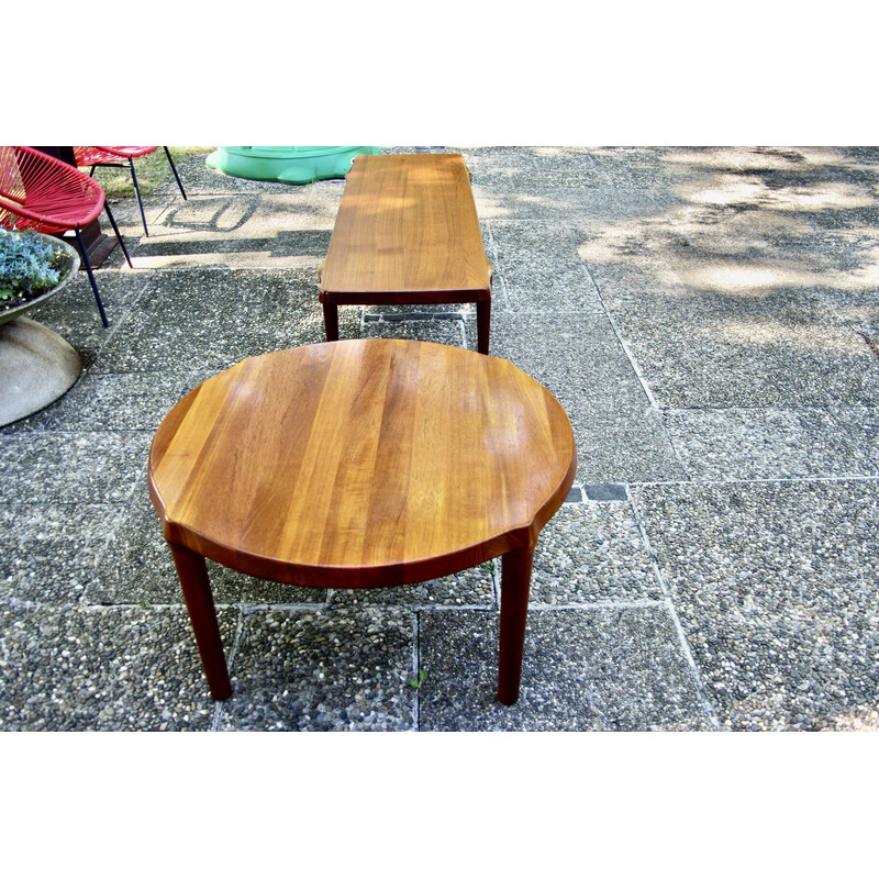 Round vintage solid teak coffee table by John Boné for Mikael Laursen, Denmark 1960