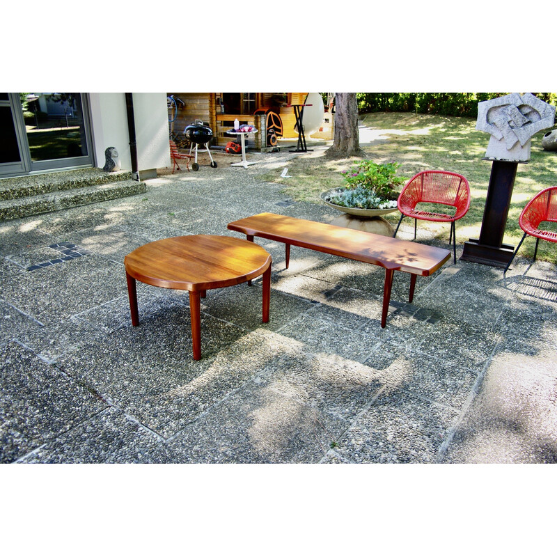 Round vintage solid teak coffee table by John Boné for Mikael Laursen, Denmark 1960