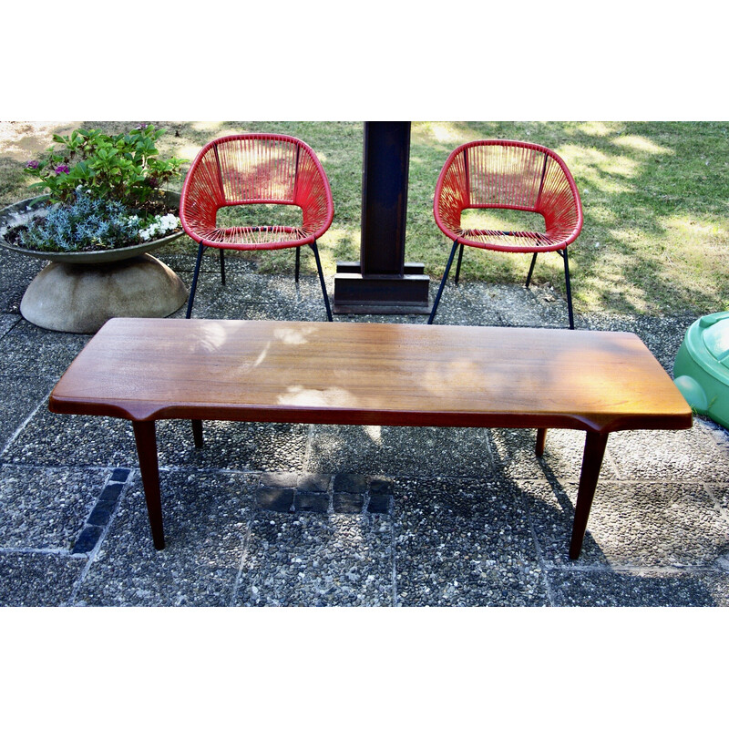 Vintage rectangular solid teak coffee table by John Boné, Denmark 1960