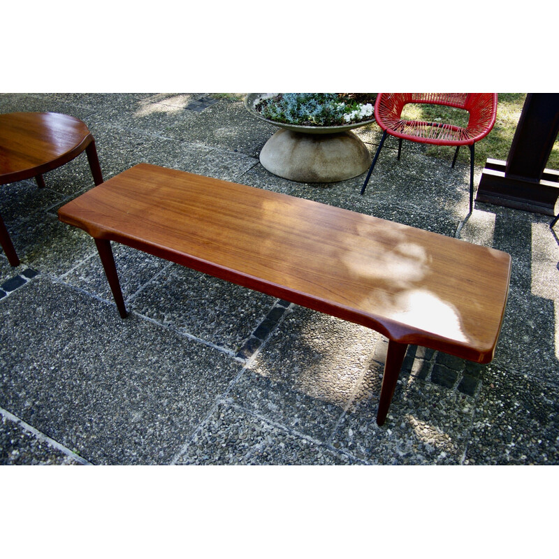 Vintage rectangular solid teak coffee table by John Boné, Denmark 1960