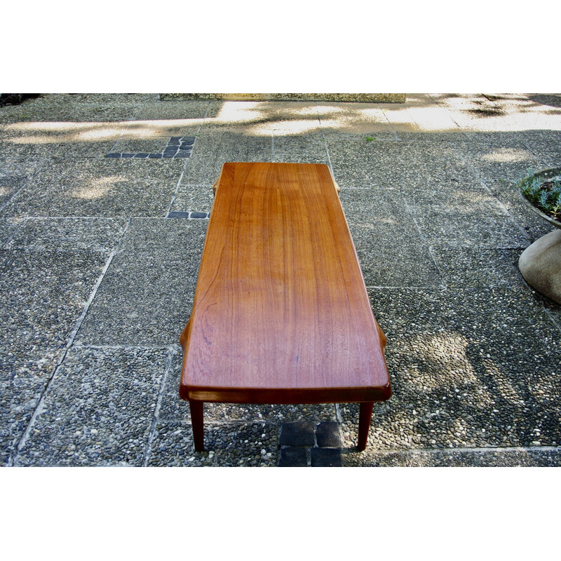 Vintage rectangular solid teak coffee table by John Boné, Denmark 1960