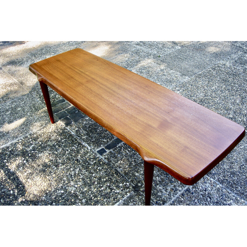 Mesa de café rectangular de teca sólida Vintage por John Boné, Dinamarca 1960