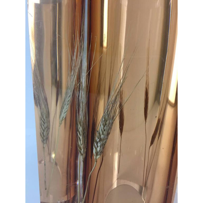 Resine Lamp with Wheat Inclusions by Pierre Giraudon - 1970s