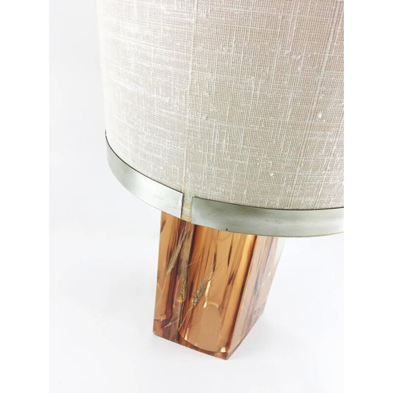Lampe de table en résine avec motifs blé par Pierre Giraudon - 1970