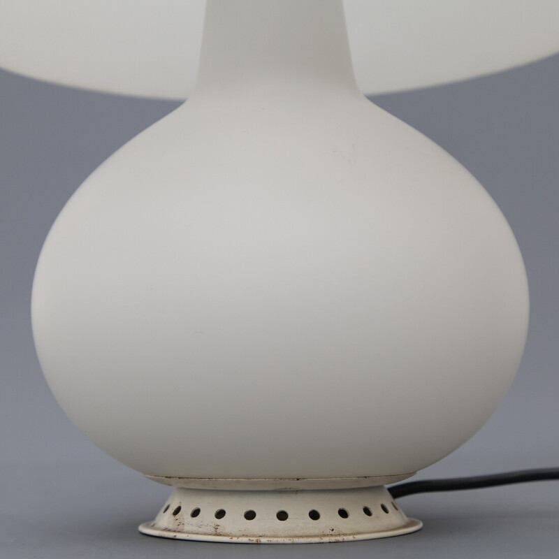 Vintage "1853" tafellamp in metaal en wit opaline glas van Max Ingrand voor Fontana Arte, Italië 1950