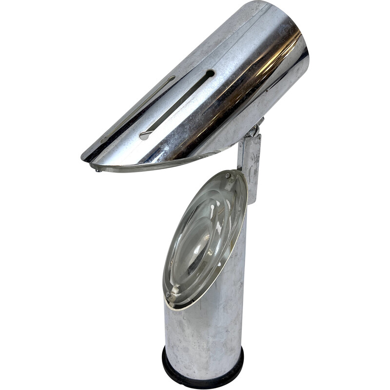 Lámpara de mesa vintage de cromo y cristal de Oscar Torlasco para Stilkronen, Italia años 60