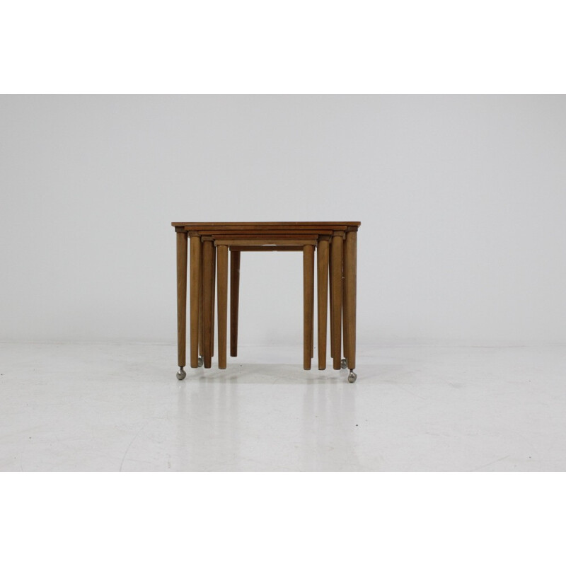 Set of 4 mid century teak nesting tables - 1960s