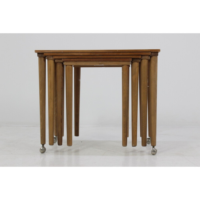 Set of 4 mid century teak nesting tables - 1960s