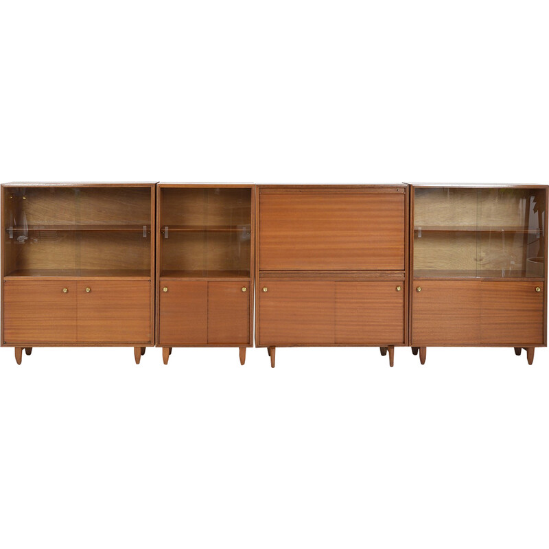Set of 4 vintage "multi-width" desk shelves by Robert Heritage for Beaver and Tapley, 1960s