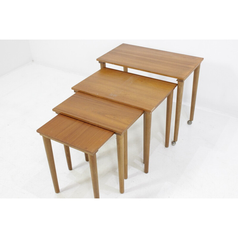 Set of 4 mid century teak nesting tables - 1960s