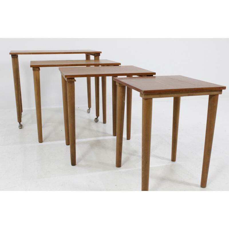 Set of 4 mid century teak nesting tables - 1960s