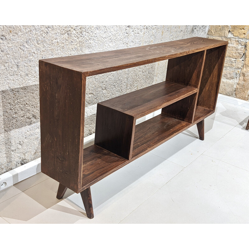 Estantería de teca vintage de Pierre Jeanneret, India 1960