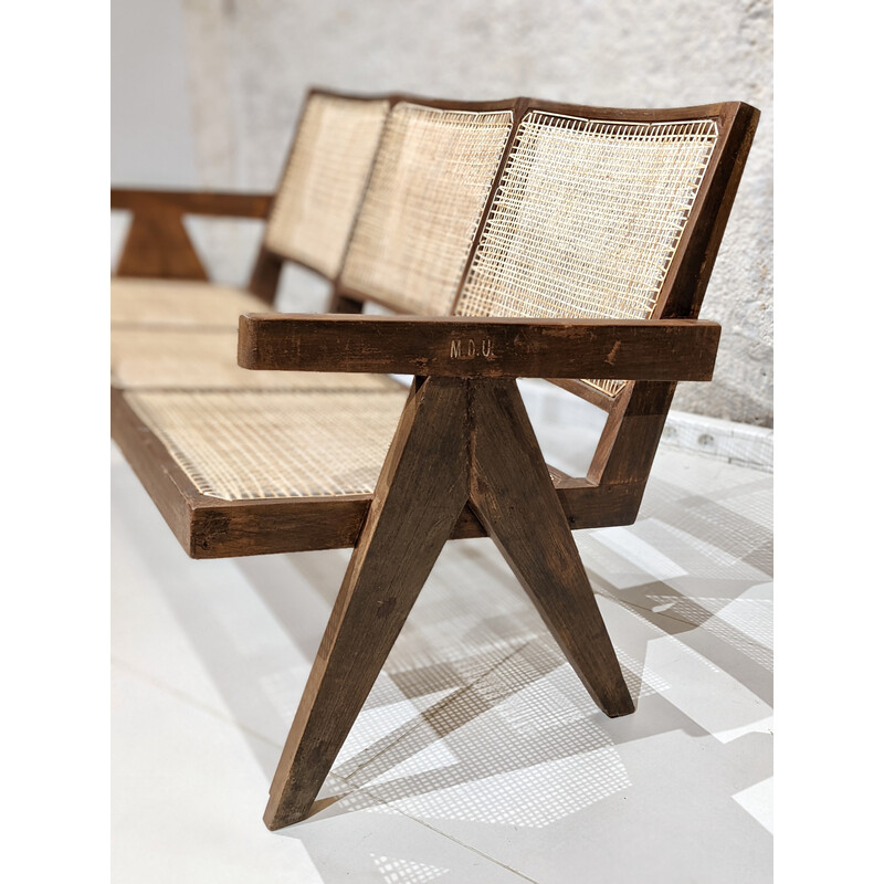 Divano vintage a 3 posti "Easy chairs" di Pierre Jeanneret, India 1960