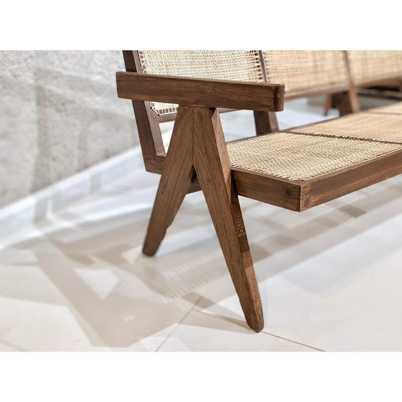 Sofá de 3 lugares Vintage "Easy chairs" de Pierre Jeanneret, Índia 1960