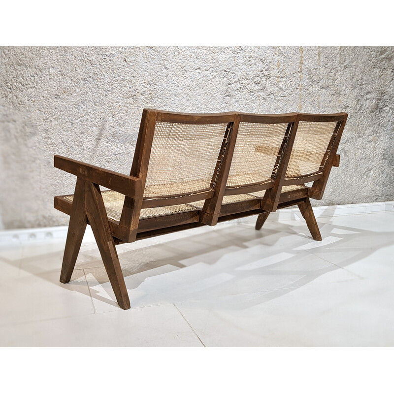 Sofá de 3 lugares Vintage "Easy chairs" de Pierre Jeanneret, Índia 1960