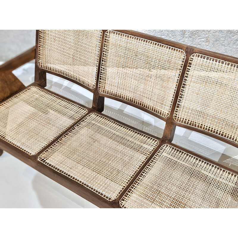 Sofá de 3 lugares Vintage "Easy chairs" de Pierre Jeanneret, Índia 1960