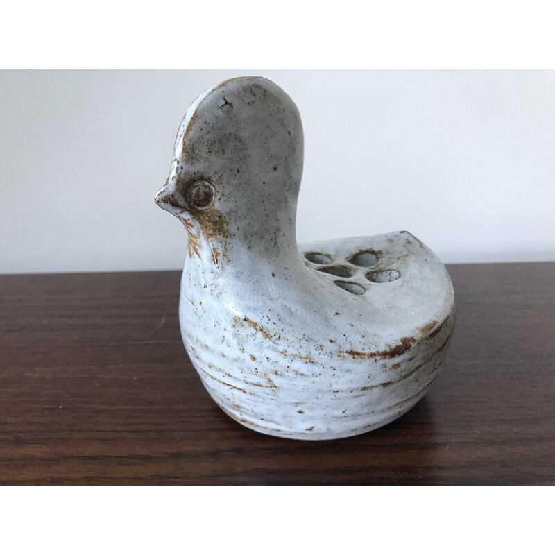 Vintage ceramic flower-picking bird