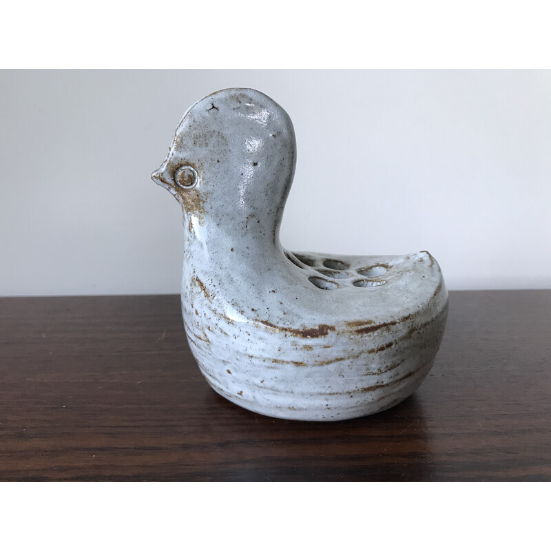 Vintage ceramic flower-picking bird