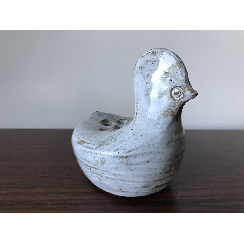 Vintage ceramic flower-picking bird