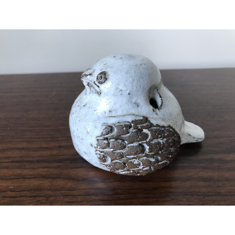 Vintage ceramic flower-picking bird