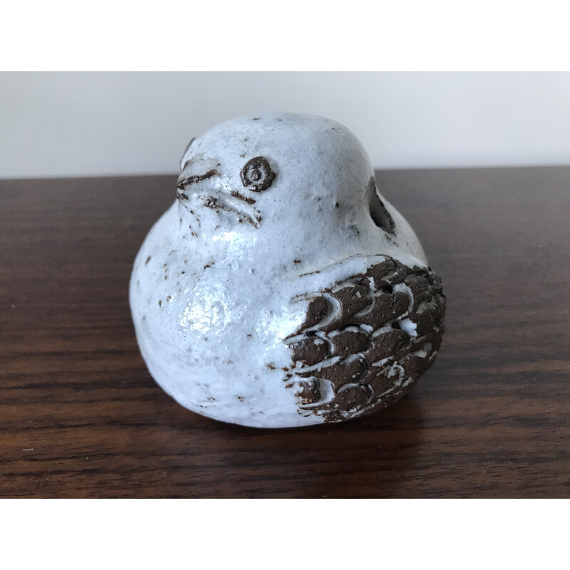 Vintage ceramic flower-picking bird