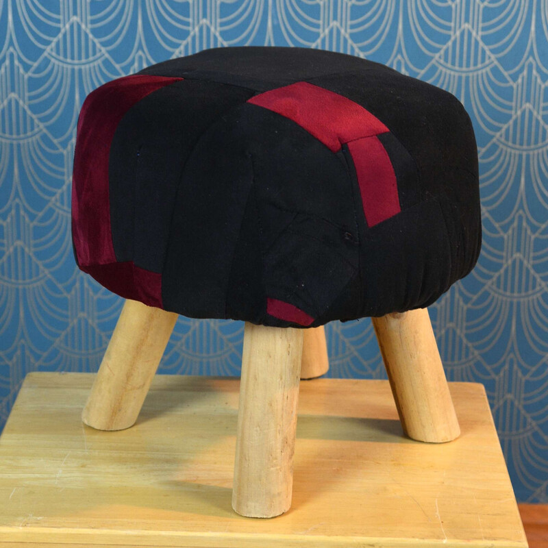 Pouf vintage scandinave en patchwork, 1990