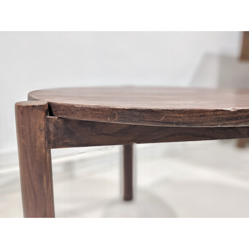 Vintage teak tripod coffee table by Jeanneret, 1960s