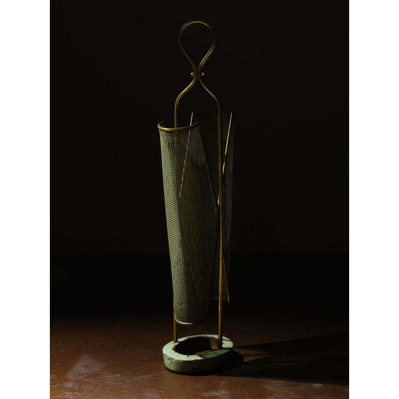 Vintage brass umbrella stand, Italy 1950s