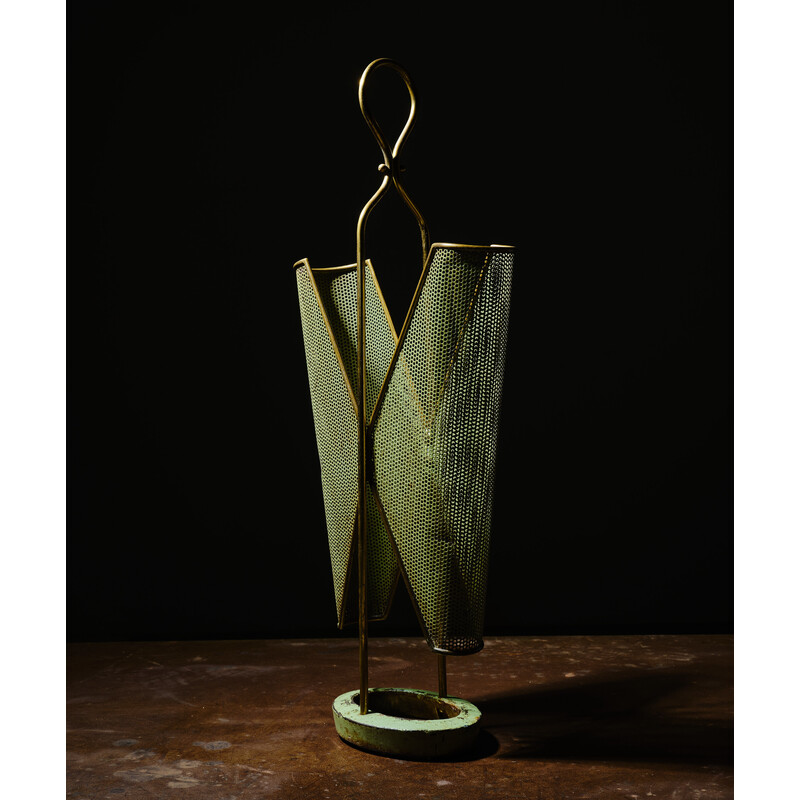 Vintage brass umbrella stand, Italy 1950s