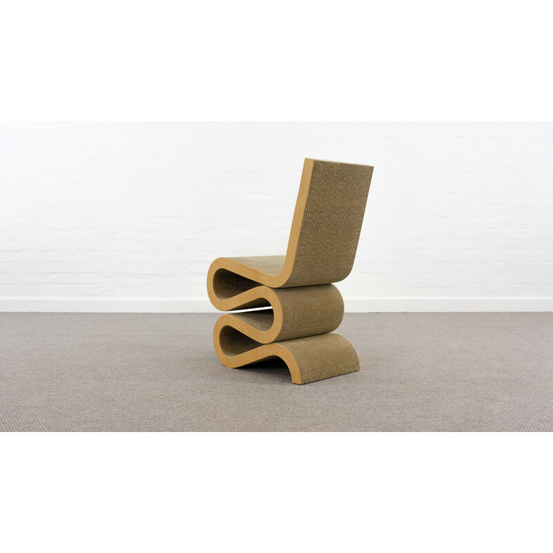 Vintage Wiggle chair "Easy Edges" with side table by Frank O. Gehry for Vitra, 1972