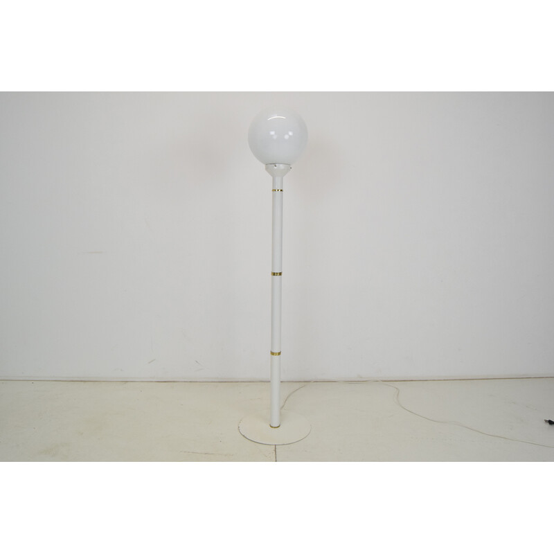 Vintage floor lamp in milk glass, metal and brass, Czechoslovakia 1970s