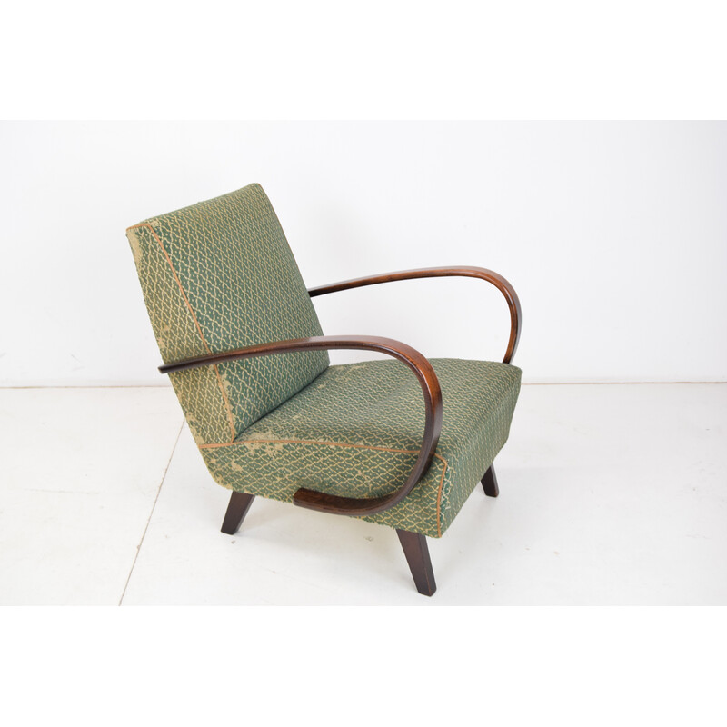 Vintage armchair in wood and fabric by Jindrich Halabala, Czechoslovakia 1950s
