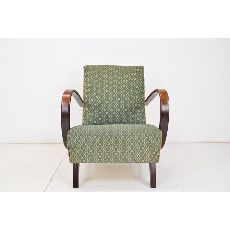 Vintage armchair in wood and fabric by Jindrich Halabala, Czechoslovakia 1950s