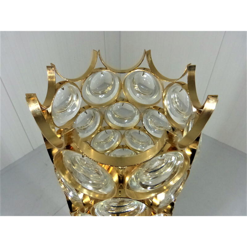Big golden floor lamp in copper and crystal - 1960s